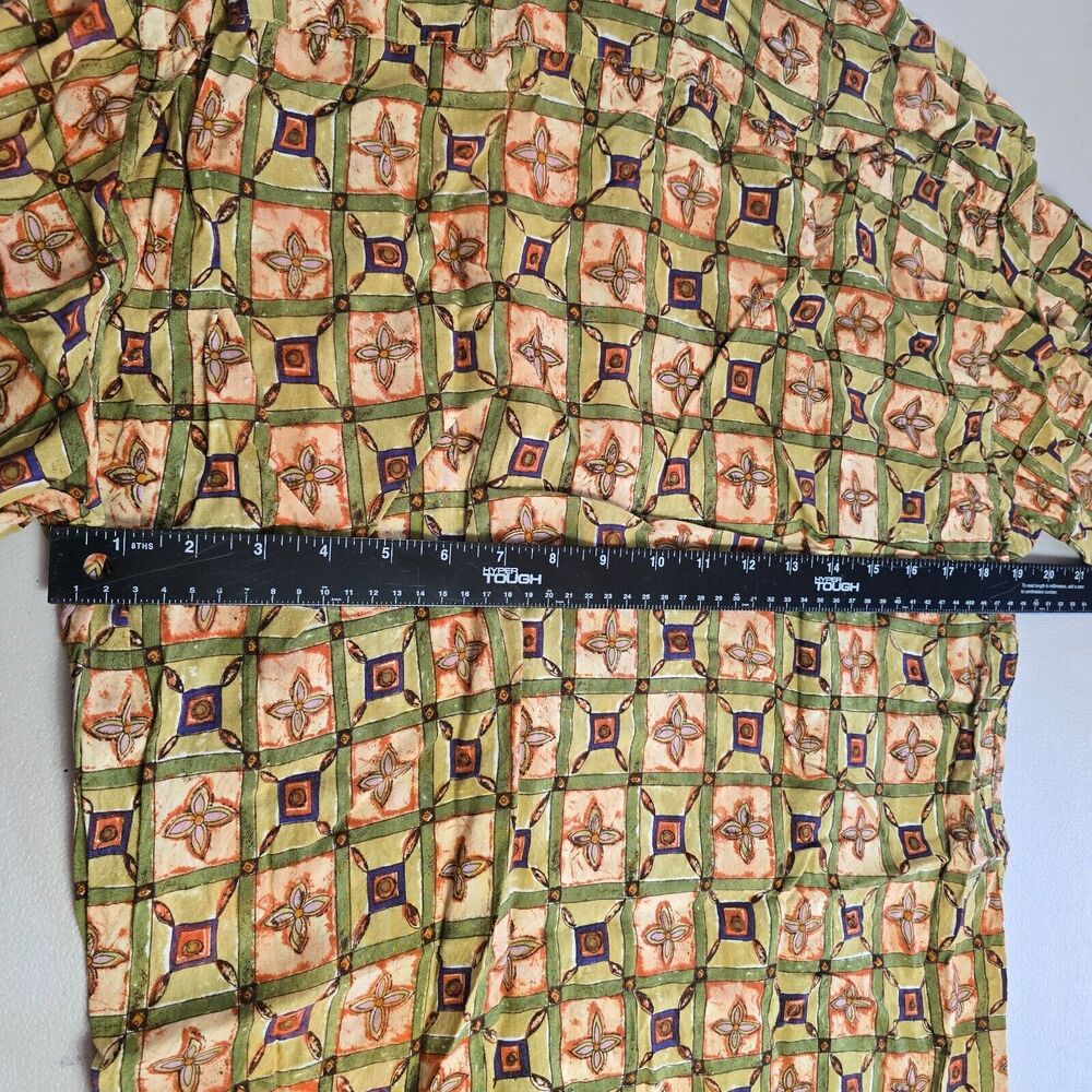 Campia Moda Shirt Men's M Green Tan Geometric Print Button Down Short Sleeve - Picture 8 of 14